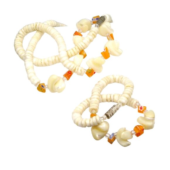 Vintage Heishi Beads Necklace and Bracelet with Mother of Pearl Nuggets and Mill - Picture 5 of 5